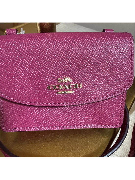 Coach Handbags - Coach Flap Leather Card Case On Lanyard C5611 (Bright Violet) New Gold Hardware